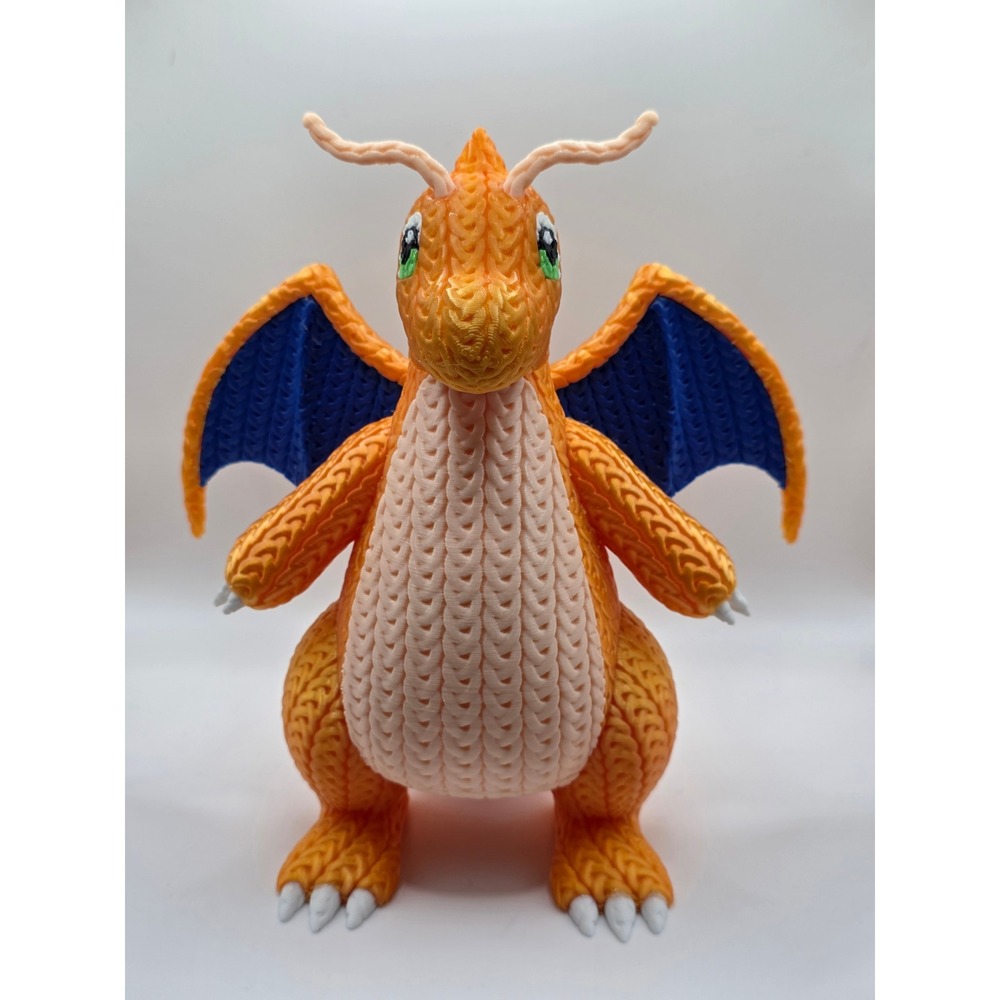 8" 3D-Printed Faux-Knit Dragonite Figure – The Ultimate Pokémon Collectible!